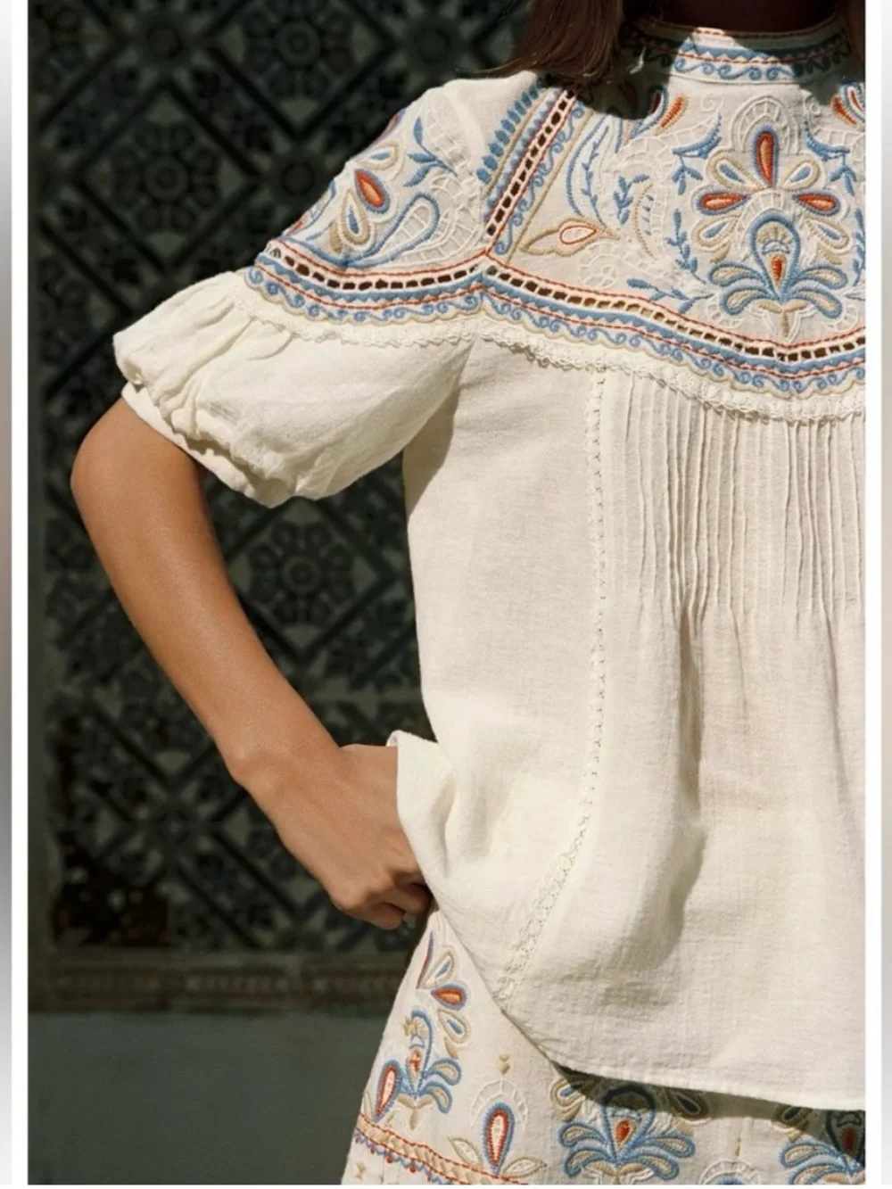ZARA Embroidered Top and Short SET